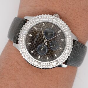 Express FMDEX1426 Men's Watch Iced Out Crystal Bezel Snake Print Strap New Batt